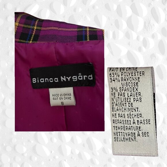 VINTAGE BIANCA NYGARD STUNNING TARTAN SHORT FITTED JACKET - Picture 5 of 13